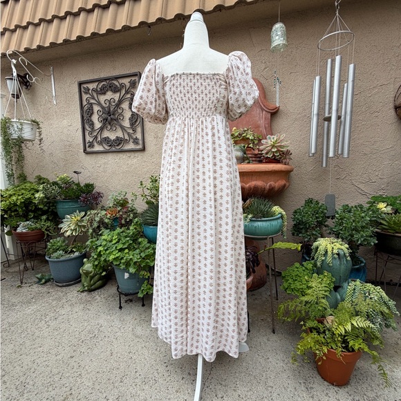 NWOT Rylee + Cru Oceane Lexi Apricot Motif Puff Sleeve Cottagecore Maxi Dress - Picture 12 of 15